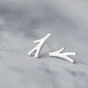 Stud Earrings Twig Elements Branch Simple Drawing Literary Silver Color Personality Fashion Female SEA323