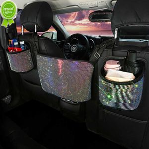 New Luxury Diamond Rhinestone Car Storage Bag Organizer Seat Back Holder Multi-Pockets Car Backseat Stowing Tidying for Women