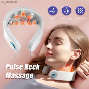 Röd ljus puls elektriska EMS Neckmassager axel muskel massage maskin djup vävnadslättnadsmärta vibration cervikal avslappning l230523