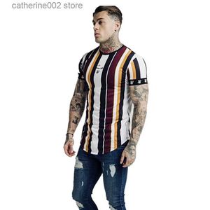 Men's T-Shirts Brand Men's Striped T-Shirt Summer Fitness T-Shirt Short Sleeve O-Neck T-Shirt Men's Casual T-Shirt Fashion Street Dance Top T230601