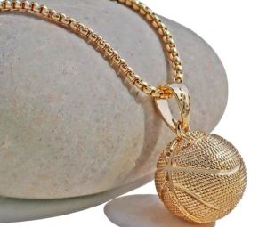 Баскетбольное подвесное ожерелье Золото из нержавеющей стали ожерелье для сети, мужчины спортивные хип -хоп ювелирные украшения баскетбол любители футбола подарок DHL бесплатно