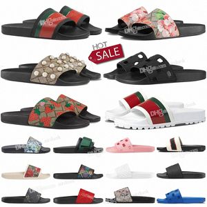 Designer Slide Sandaler Flat Tofflor svart bi tiger blommiga blommor sandal Canvas grön Mode lyxigt sommar strand ormtryck Wide Slides för kvinnor män sneakers