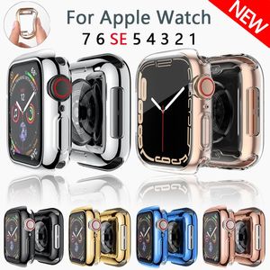 Şeffaflık Elektraplatma TPU Koruyucu Kılıf Iwatch Apple Watch 1-8 Gen için Yumuşak Kapak