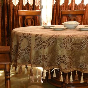 Table Cloth Coffee Color Retro Fringe Tablecloth For Round Cover Protector Customized King Size Tablecloths Home Decor