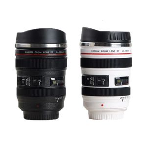 Тумблеры из нержавеющей стали камера ef24105mm Coffee Lens Cup White Black Creative подарок 230531
