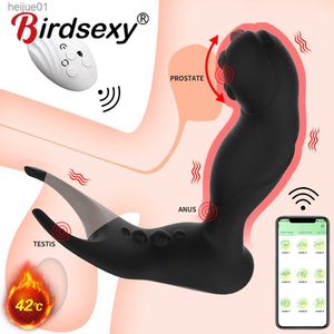 Dildo Anal Vibrador Sem Fio Aquecimento Próstata Massageador para Homens Cock Lock Masturbador Buttplug Adulto Brinquedos Sexuais para Mulheres L230518