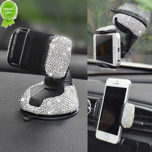 New Bling Car Phone Mount Stand Suction Holder Rhinestone Crystal Glitter Universal Air Vent 360 Adjustable Windshield Dashboard