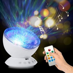 Ocean Wave Projector Sound Machine Night Light Projector 7 Cores LED Indoor Lighting With Remote Control For Kids Adults Party Decorations Gift White