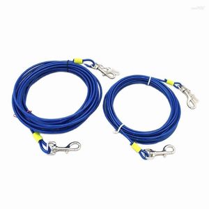 Hundhalsar 25/30ft tie-out-kabel för hundar leder husdjur 75/120 kg med liten kam svivellås drag koppel rep camping eller trädgården