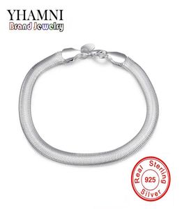 YHAMNI 100 joyería original S925 sello pulsera de plata sólida nueva moda 925 pulsera de cadena de serpiente de plata para mujeres y hombres H1641550541