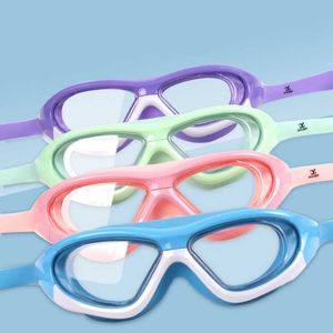 Goggles Çocuk Seti Çocuk Goggles Erkeklerin Su Geçirmez ve Sis Anti High-Tespit Gözlükleri Kızların Büyük Kutu Yüzme Kapağı P230601