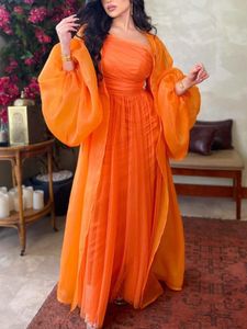 Ethnic Clothing India Turkey Muslim Abaya Set 2 Piece Dresses Women Puff Sleeve Inner Dress Wedding Evening Party Morocco Caftan