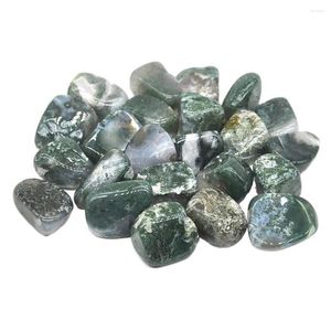 Figurine decorative Natural Green Moss Agate Healing Crystals Mineral Energy Bulk Tumbled Lucky Stones Ghiaia Campione Decorazione domestica