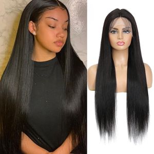 Natural Color Human Hair Lace Front Wigs Straight Lace Human Hair Wig 13X1 T Part Pre Plucked Brazilian Remy Long 150%