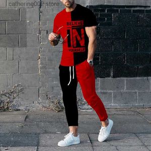 Agasalhos masculinos verão novos agasalhos masculinos moda camiseta de manga curta estampada em 3D calças compridas conjuntos de 2 peças tendência casual roupas grandes T230601