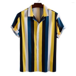 Men's Casual Shirts Summer Mens Loose 3D Thin Stripe Hawaiian 2023 Fashion Leisure Versatile Male Short Sleeve Button Up Blouses Apparel