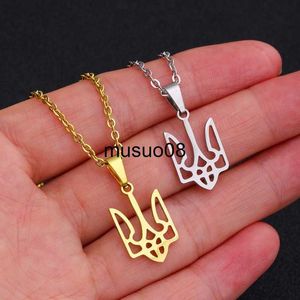 Pendant Necklaces Ukraine National Emblem Necklace Party Jewelry Stainless Steel Pendant Necklace Simple Ukrainian Symbol Necklace J230601