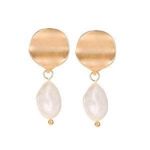 Stud Smooth Wave Pearl Charm örhängen Kvinnor Alloy Threensional Earring For Female Business Party Suit Dress Ear Wear Smycken Accesso DH1N3