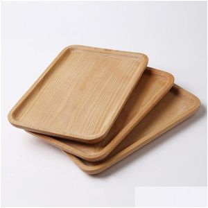 Dishes Plates Home Wooden Tray El Dinner Plate Food Dessert Tea Rec Large Eco Friendly Wood Snacks Candy Biscuits Trays Vt1586 Dro Dhsgn