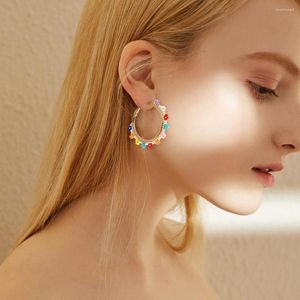 Baumelnde Ohrringe Go2BoHo Arrival Steel Hoop Drop Miyuki Beads Woven Fashion Daisy Flower Jewelry Earing For Women
