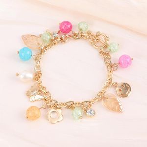 Charm-Armbänder Makersland Perlen Charms Armband für Frauen Ketten Schmuck Geschenke Großhandel Mädchen Schmetterling Blätter Kreuz Perle Gesicht