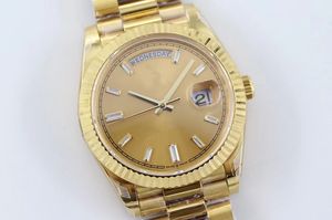 Med original Box Mens Watch 41mm 18k Gold President Male Diamonds Watches Gold Dial Watch Men rostfri Bezel Automatic Wristwatch