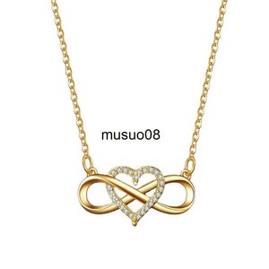 Pendant Necklaces Romantic Fashion Silver Gold Color Infinity Forever Love Necklace CZ Lucky Heart Pendant Necklace for Women Gift Jewelry J230601