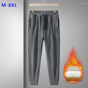Men's Pants M-8XL Casual Winter Thickened Clothing Fleece Sweatpants Men's Warm Loose Large Size Outdoor Jogging Solid Color Windproof