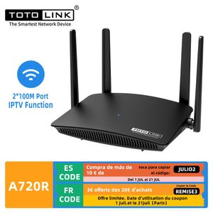 Routers Totolink A720R AC1200 WiFi Router 2.4 GHz/5GHz WiFi Repeater 4*5DBI Extern antenner Support IPTV