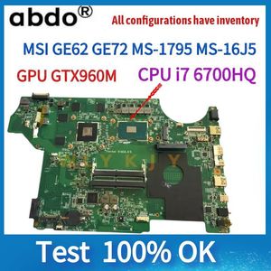 RAMS para MSI GE62 GE72 MS1795 MS16J5 Notebook Motherboard MS17951 MS16J51 com I7 6700HQ /i56300HQ CPU.Tested 100% Trabalho