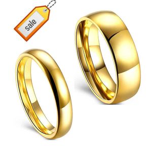 Anéis Anel de carboneto de tungstênio banhado abobadado polido aliança de casamento ouro aço inoxidável masculino feminino casal 4mm 6mm 8mm CLÁSSICO Redondo