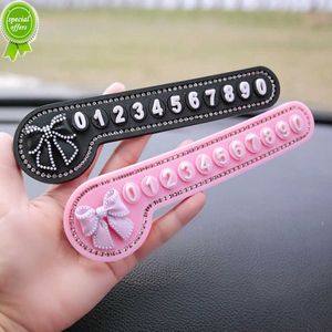 Nowy spersonalizowany Bowknot Rhinestones samochód Tymczasowy parking Karta Porusza numer telefonu komórkowego Karta Diamentowe Dekoracja naklejki samochodowej