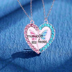 Pendant Necklaces Delicate Butterfly Heart Necklace Best Friends Splicing Magnet Attraction Couple Pendant Necklace Valentine's Day Gift Jewelry J230601