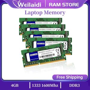 RAMS DDR3 50PCS 4GB 1333MHz DDR3L PC310600S 1600MHz 12800Sラップトップノートブックメモリア204pin 1.35V 1.5V SODIMMメモリRAM卸売