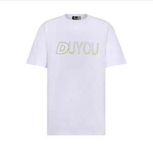Duyou 남자의 편안한 착용 티셔츠 브랜드 의류 남성 여성 여름 티셔츠 자수 편지 면화 저지 고품질 탑 74860