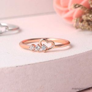 Band Rings Dainty Ring For Women Jewellry Simple Cute Love Heart Rose Gold Color Wedding Bride Gift Fashion Jewelry