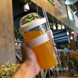 Copos Criativos Bubble Tea Cup Portátil Plástico Reutilizável com Canudo para Boba Drinkware 230531