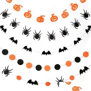 Party Decoration Halloween Banner Pumpkin Bat Spider Shape Wall Hanging Paper Garland Home Supplies DBC VT0552 Drop Delivery Garden DHTCS