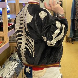 Men's Jackets KAPITAL 20AW Bone Rib Skeleton Embroidery Velvet Men's And Women's Jacket For Men Wome 230531