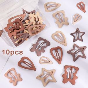 Hair Accessories 10pcs Frosted Hairpins For Girls Simple Star Heart Bear Shaped Clips Kids Snap Clip Barrettes Hairpin Click Clack