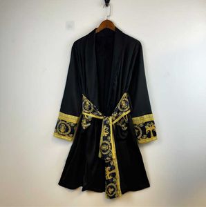 Herr Silk Pyjamas Casual Kimono Bathrobe Light Luxury Vintage Trench Coat Men Loose Home Clothes Style Jacket