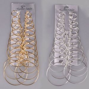 Conjunto de 12 pares de brincos de argola grandes grandes em tamanho dourado para mulheres Vintage Steampunk Ear Clipe Jóias para festa de casamento Presente