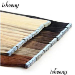 Clip In/On Hair Extensions Isheeny Blonde Human Tape In European Natural Skin Weft 1224 Black Brown 100% Real W220401 Drop Delivery P Dhtnp