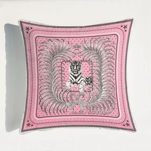 豪華なクッション装飾ピンクシリーズクッションカバータイガー馬の花プリントピローケースカバーホームチェアソファ装飾四角枕45*45cm