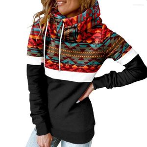 Kvinnors hoodies Stylish Pullover Hoodie Warm Sweatshirt Topp i mitten av hösten Winter Lady Casual Ethnic Print Coldsof