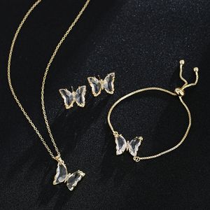 Conjunto de pingente de pulseira de joias românticas de vidro borboleta Emmaya para vestido de jantar de casamento feminino presente de aniversário