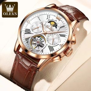 Orologio da uomo Olevs orologio da uomo Tourbillon cavo meccanico completamente automatico da 40,5 mm