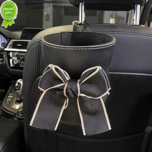 New Cute Bowknot Car Trash Bin Can for Back Seat Headrest Mini Auto Outlet Air Vent Organizer Rubbish Bag Garbage Storage Box Bucket