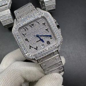 Iced out men watch Men's Ice diamonds silver stainless steel case full diamond shine automatic watch