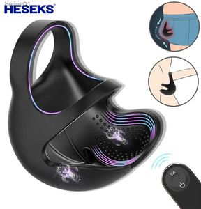 Heseks penis ring testikel massager sex leksaker för män onanator penis ring kyskhet kuk ring vibratorer manlig pungstimulator l230518